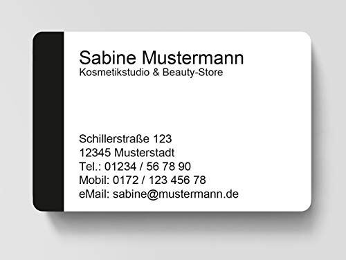 100 Visitenkarten, laminiert, 85 x 55 mm, inkl. Kartenspender - Easy Black