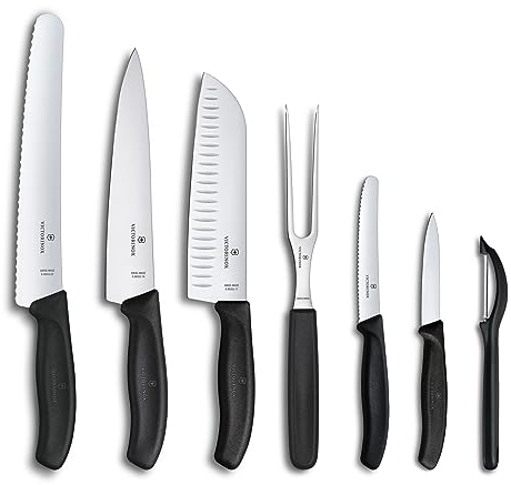 Victorinox Swiss Classic, Profi Küchenmesser Set, 7-teilig, schwarz