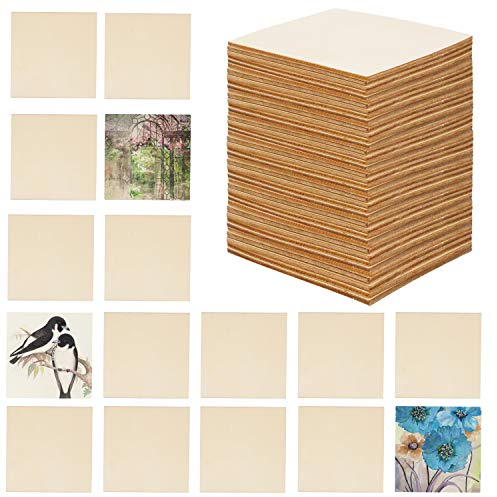 Belle Vous Quadrati Legno Grezzo (50pz) - Pezzi di Legno Quadrati 10 x 10 cm Spessi 2,5 mm- Fette di Legno Quadrato per Sottobicchieri Legno Fai-da-Te, Pittura, Pirografia, Decoupage Legno da Decorare