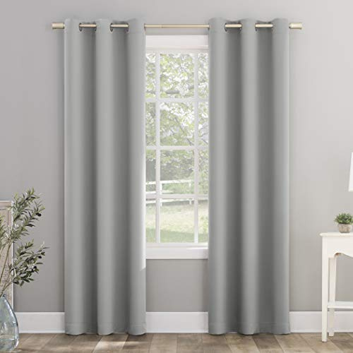 Sun Zero Riley Kids Bedroom Blackout Grommet Curtain Panel, 40 x 84, Silver Gray