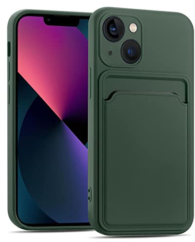 Verco Handyhülle für iPhone 13 Mini Case Silikon, Handy Cover mit Kartenfach Dünne Schutzhülle für iPhone 13 Mini Hülle - Grün
