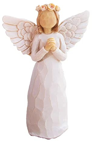 Praying Angel Figurine Hand Craved Guardian Angel Sculpture Surrounded by Love Sympathy Gift of Encouragement Women Present Home Decor Ornament