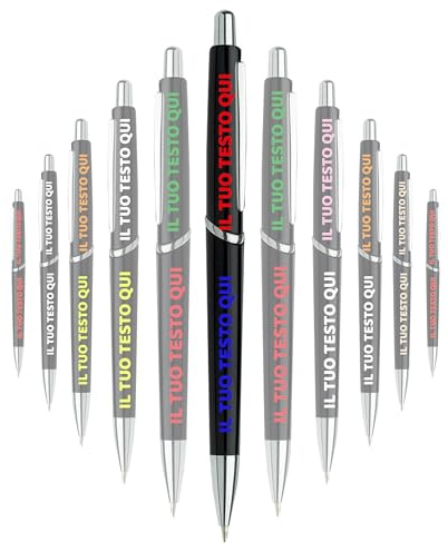 Mr Pubblicità Bolígrafo personalizable, bolígrafo personalizado, tacto suave, nombre, logotipo o mensaje con 2 impresiones (15, negro)