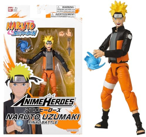 Bandai - Anime Heroes - Figur Naruto Uzumaki (Final Battle) - Offizielle Lizenz Naruto Shippuden - Gelenkige Naruto-Figur 17 cm - Manga Actionfigur - Spielzeug für Kinder ab 4 Jahren - 36964