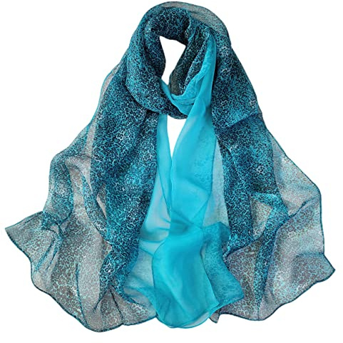 FAIRYGATE Chiffon Scarf Women' s Long Soft Leopard Print Silk Scarves Women Neck Wrap Shawl Stole Ladies Scarfs Clothing Accessory 6047