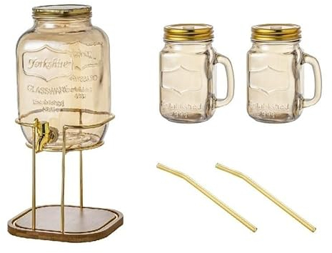 Brocche Secchio for bollitore for acqua fredda in vetro Teiera fredda leggera Dispenser for bevande domestiche di grande capacità con rubinetto Barattolo for succo da picnic for feste Caraffe da Tavol