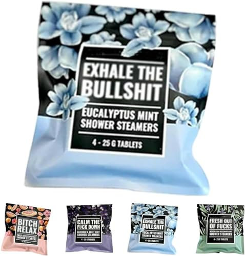 Swear Shower Steamers Gift Set - Aromatherapy Spa Kit for Self-Care & Relaxation, Individually Packaged - Unique Shower Steamers Lavender Mint - Perfect Gifts for Women and Men (Eucalyptus)