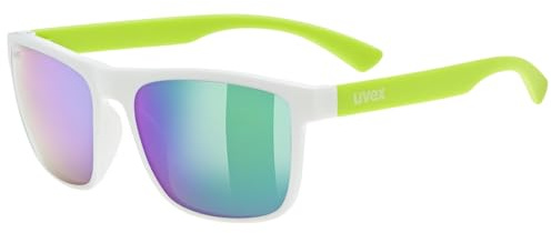 Uvex rookie - Sportbrille für Kinder - starker Schutz vor Sonnenstrahlung - kontraststeigernd - white-lime matt/mirror green - one size