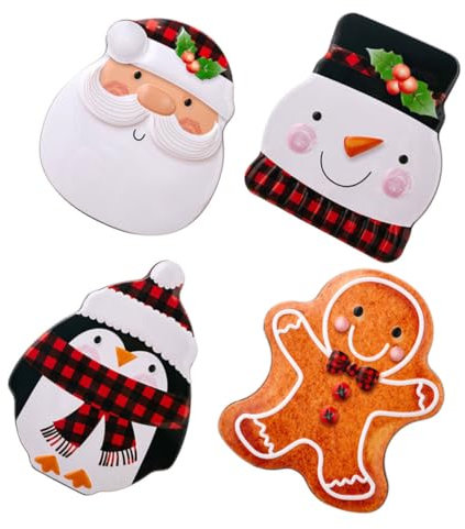 FUNOMOCYA 4pcs Christmas Tinplate Candy Tins Small Tinplate Cookie Boxes Plaid Storage Containers Festive Treat Boxes for Holiday Packaging