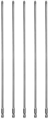 QUARKZMAN 5Pcs Embout de Tournevis Cruciforme Tige Hexagonale 1/4 | Phillips #2 Ph2, en Acier S2, 12 (300mm) Long, Magnétique, de Qualité Industrielle pour Tournevis Électrique