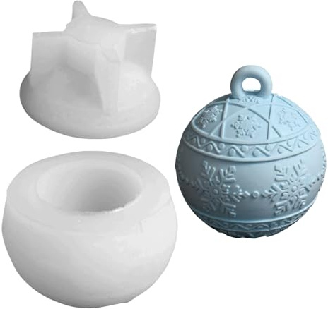 Moules en silicone de Noël - Boule de Noël - Couvercle en silicone - Bougeoir flocon neige - Silicone flocon neige