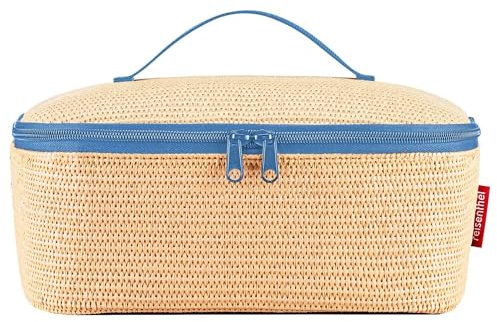 reisenthel coolerbag M Pocket Raffia Blue – Kühltasche mit Obermaterial aus recycelten PET-Flaschen – Ideal für das Mittagessen unterwegs