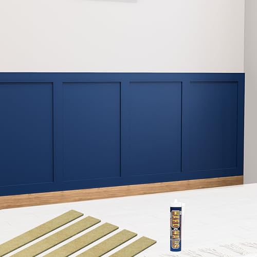 Shaker Style Wall Panelling Kit Free Adhesive, Moisture-Resistant HDF Panelling Strips DIY 3D Wall Panels for Feature Walls, Bedrooms, Living Rooms Wooden MDF Panels (Kit 1)