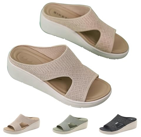 KTLSHY Pantofole Ortopediche Donna estive, Ciabatte con Supporto Arco Plantare Donna Comodi Sandali da Viaggio Estivi per Spiaggia Aperta con Punta Aperta per Alluce valgo(Size:EU 38,Color:Apricot)