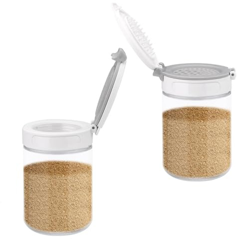 Diakey Gewürzstreuer für Salz und Pfeffer, Anti-Verstopfung, luftdichter Deckel, Gewürzbehälter aus Glas mit 2 Lochgrößen und Etiketten, 200 ml, 2 Stück
