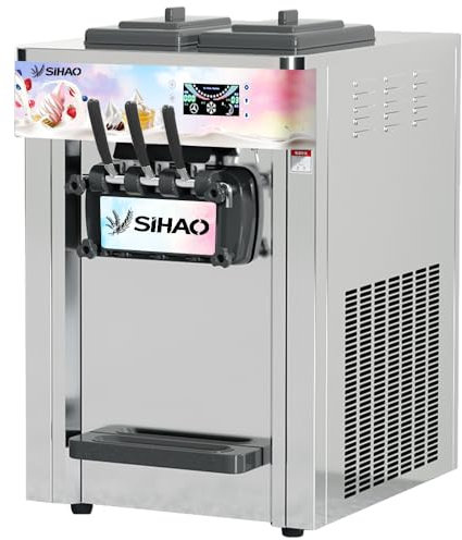 Furvveerr 1400W Machine à Crème Glacée Commerciale,20-22L/H,Machines à Sorbetières de Bureau,Machines à Yaourts Glacés,Machine à Crème Glacée Écran Couleur,Idéal pour Les Bars,Restaurants,Familles