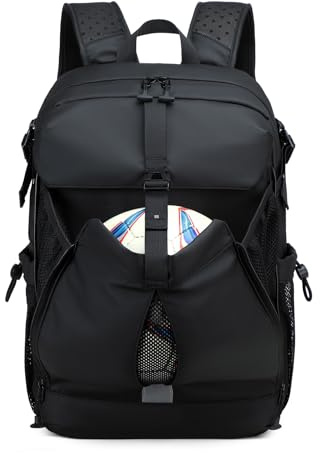 UtiaMiaoGonGo Basketball Fußball Rucksack mit Schuhfach und Ballfach, große Sportrucksack Herren Damen Wasserfest Sportausrüstungstasche für Basketball Volleyball Fußball