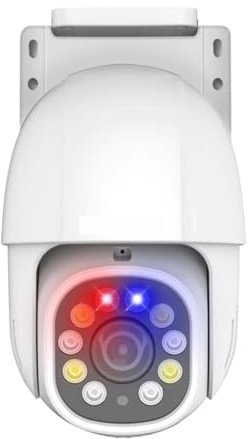 KKENZA Telecamera di Sicurezza IP di sorveglianza PTZ Poe 4K con Luce di Avvertimento Rosso-Blu, Opzione 8MP/5MP/3MP, Visione Notturna a Colori, CCTV(4K Poe)