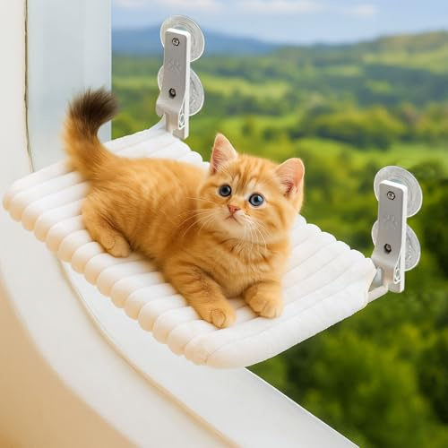 Percha plegable para ventana de gato, con funda suave reversible, tumbona para ventana para gatos, alféizar de ventana para gatos, alféizar de ventana, plegable, hamaca para gatos, con estructura de