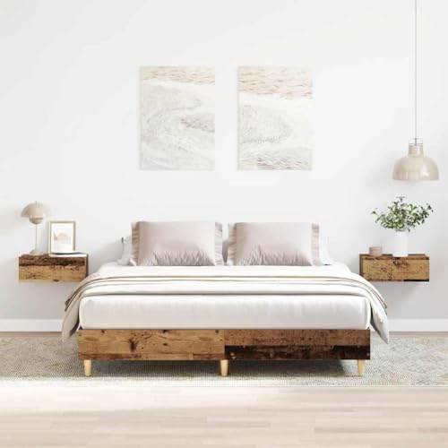 WSJHUHK Möbel, Betten & Zubehör, Betten & Bettrahmen, Bettgestell ohne Matratze, Altes Holz, 150 x 200 cm, Kingsize, Holzwerkstoff