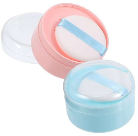 BIUDECO 2stücke Puderquaste und Behälter Leere Puderquastenbox für Körperpuder und Babypuder Tragbar und Praktisch mit Deckel und Quaste