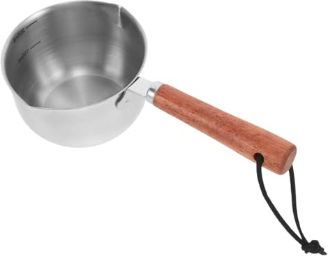 Petite Verseurs avec 200ml en Casserole Becs Inoxydable Acier Doubles | Tasse Doseuse Intégrée, Résistance Haute Température, Chauffage Rapide, pour Camping et Petites Cuisines