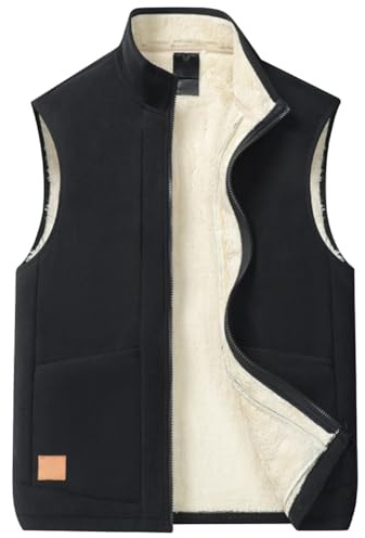 SimidunEUR Hommes Polaire Gilet en Hiver Ultra Légère Veste Bodywarmer de Sport Manteau sans Manche Coupe-vent Gilet de Pêche Chaud,Noir,S