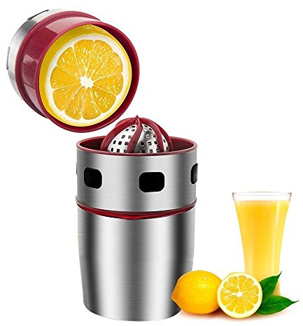 OFKPO Edelstahl Orangenpresse,Manuelle Saftpresse Obst Presse Schneller und Effektiver