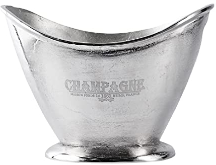 MichaelNoll Champagnerkühler Champagnerschale Flaschenkühler Sektkühler Weinkühler aus Metall, Party Getränkekühler, Aluminium Silber XL Champagne 36,5 cm