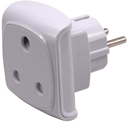 Sydafrika 3-stifts Stor Kontakt Typ M-adapter (INTE för Indien Liten 3-stifts Typ D Kontakt) Konvertera till 2-stifts EU/Sverige Uttag med Säkerhetslucka (1 Stycke, Vit)