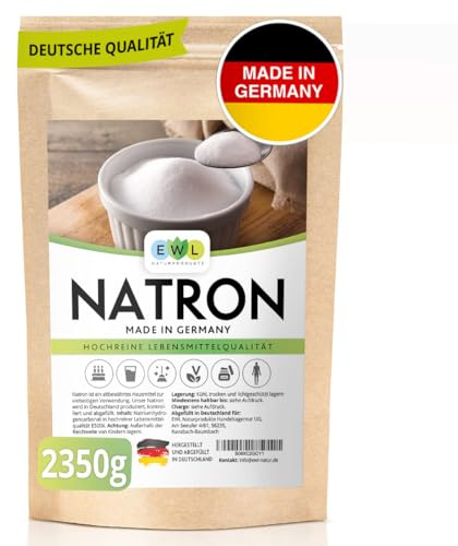EWL Natron Pulver 2,35kg | Baking Soda | Lebensmittelqualität | Hochrein | Deutsche Herstellung & Abfüllung | Wiederverschließbarer & praktischer Beutel | Backpulver-Ersatz & Allrounder