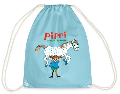 Spreadshirt Pippi Langstrumpf Pippi hebt Kleiner Onkel Turnbeutel, One size, Aqua