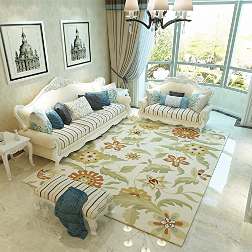Teppich Teppich babyzimmer Junge grünes gelbes gekritzel florales laubmuster landhausstil wohnzimmerteppich deko Schlafzimmer Teenager mädchen Teppich babyzimmer 60x120cm