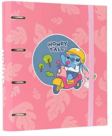 Grupo Erik - Ordner A4 4 Ringe Disney Stitch, fester Ordner 27 x 32 cm, Schul- und Bürobedarf