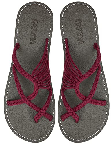 Capana Woven Women's Flat Sandals - Strappy Braided Beach Sandals for Dressy Summer, Rope Bohemian Spring Casual Womens Shoes, Comfy Boho Flats for Teen Girls Oceanbliss