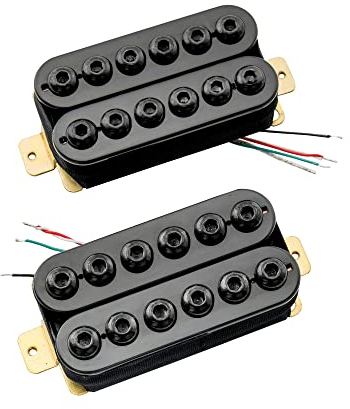 Artec HIVB Invader Style Uncovered Verstellbare Hexagonale Pole Keramik Humbucker Tonabnehmer Hals Steg Pickups Set für E-Gitarre, Schwarz