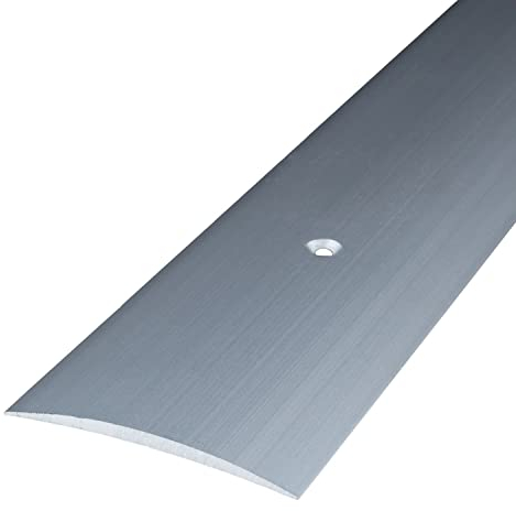 PROVISTON | Übergangsprofil | Breite:60 mm | Höhe:5 mm | Länge:1000 mm | Metallprofil | Bodenprofil | Ausgleichsprofil | Aluminium eloxiert | Silber | Gebohrt | 1 Stück