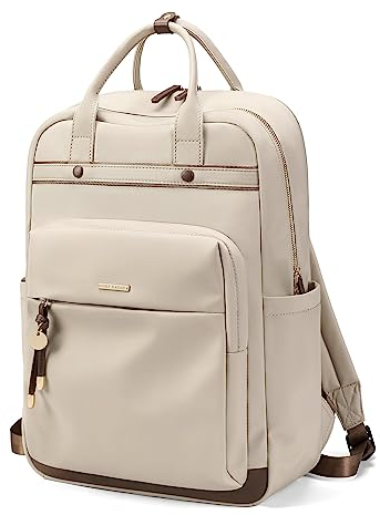 GOLF QUALITY Rucksack Damen Schulrucksack Groß Tagesrucksack mit 15,6 Zoll Laptopfach, Laptop Reiserucksack Tasche für Business, Büro Uni Arbeit Aprikose