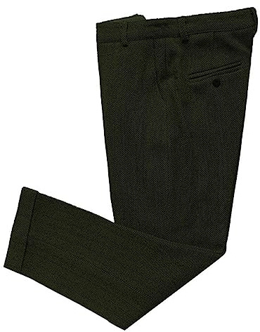 Solovedress Pantaloni eleganti da uomo vintage in tweed a spina di pesce, vestibilità regolare, per completi da lavoro, Verde militare, 36W x 30L