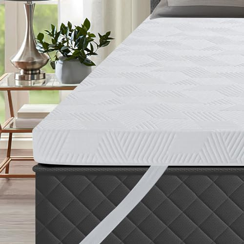 Autsel Topper Viscoelastico 200 x 200cm Colchon, Cubrecolchón viscoelástico Grosor 7.5CM, Alivia Tensiones Musculares, Sobrecolchon Desenfundable y Lavable, Transpirable y Antiacaros