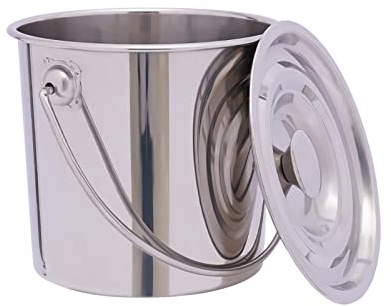 Edelstahl-Eimer für Lebensmittelindustrie (6L/12L/20L) + Deckel, geeignet für Küche, Restaurant und Outdoor