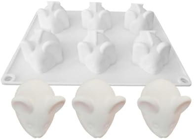 6-Cavity Mouse Shaped Silicone Mold Mousse Cake Decorating Mold Baking Tool for Making Chocolate Candy Soap Mousse Cake Mold Kitchen Baking Supplies