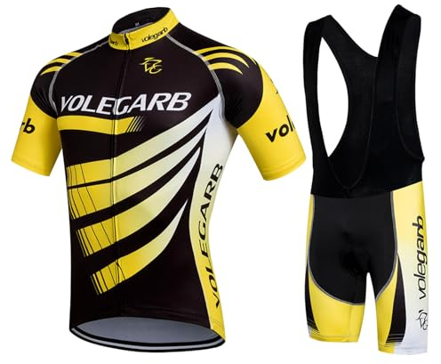 Meicynhoger Sommar cykelkläder för män, cykling jersey och bodysuit andningsbara shorts, Gul, XXL
