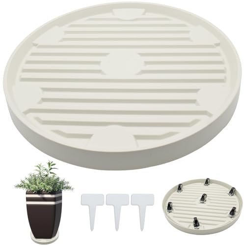 FANWINKJ Support à Plantes avec 7 roulettes Pivotantes 360°, Charge 120 kg, Ø 37-40 cm – Plateau Roulant Antidérapant pour Intérieur, Extérieur, Balcon, Jardin (Beige)