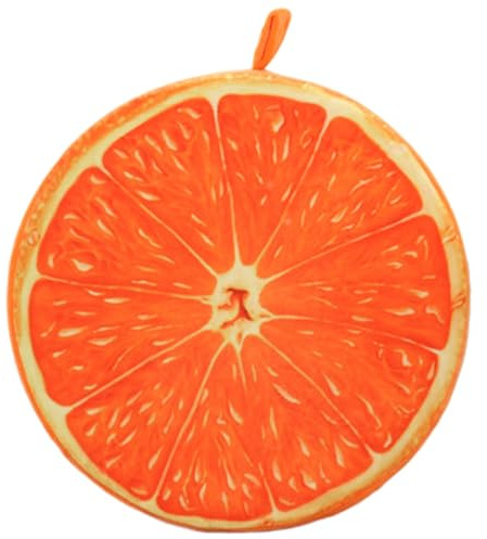 Cojín de Suelo para niños, cojín Redondo de Naranja de 13 Pulgadas, Cojines de Asiento de Fruta, cojín de Felpa de Fruta Decorativa, Lavable a máquina para el hogar, sofá, Dormitorio, Sala de Estar.