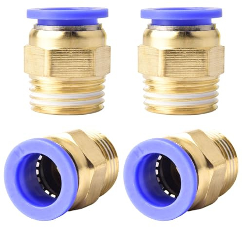 4 pièces 14 mm 1/2′′ PT filetage extérieur droit Push to Connect Raccords de tuyau à emboîter pneumatique connecteur rapide