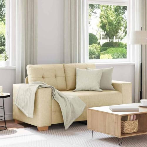 vidaXL Soffa för två Gräddvit 120 cm Tyg