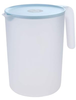 Kunststoff Krug Mit Deckel, Wasserkrug Plastikkrug 2. 5L, Plastikkrug Wasserkrüge, Kunststoffkrug, Eisteekrug, Wasserkrug Mit Griff Für Tee, Säfte, Milch, Kalte Oder Heiße Getränke (Hellblau)