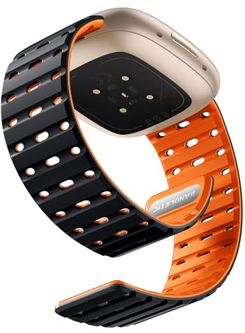 Bandletic Kompatibel mit Fitbit Versa 4/3 Armband/Fitbit Sense/Sense 2 Armband für Damen Herren, Weiches Magnetisches Silikon Sportband mit für Fitbit Versa 3/4/Sense 2/Sense