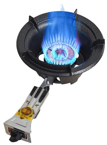 Réchaud à gaz Simple, réchaud à gaz pour Restauration Commerciale, réchaud à gaz Wok en Fonte épaisse et Coupe-Vent, Grand réchaud GPL pour Camping en Plein air